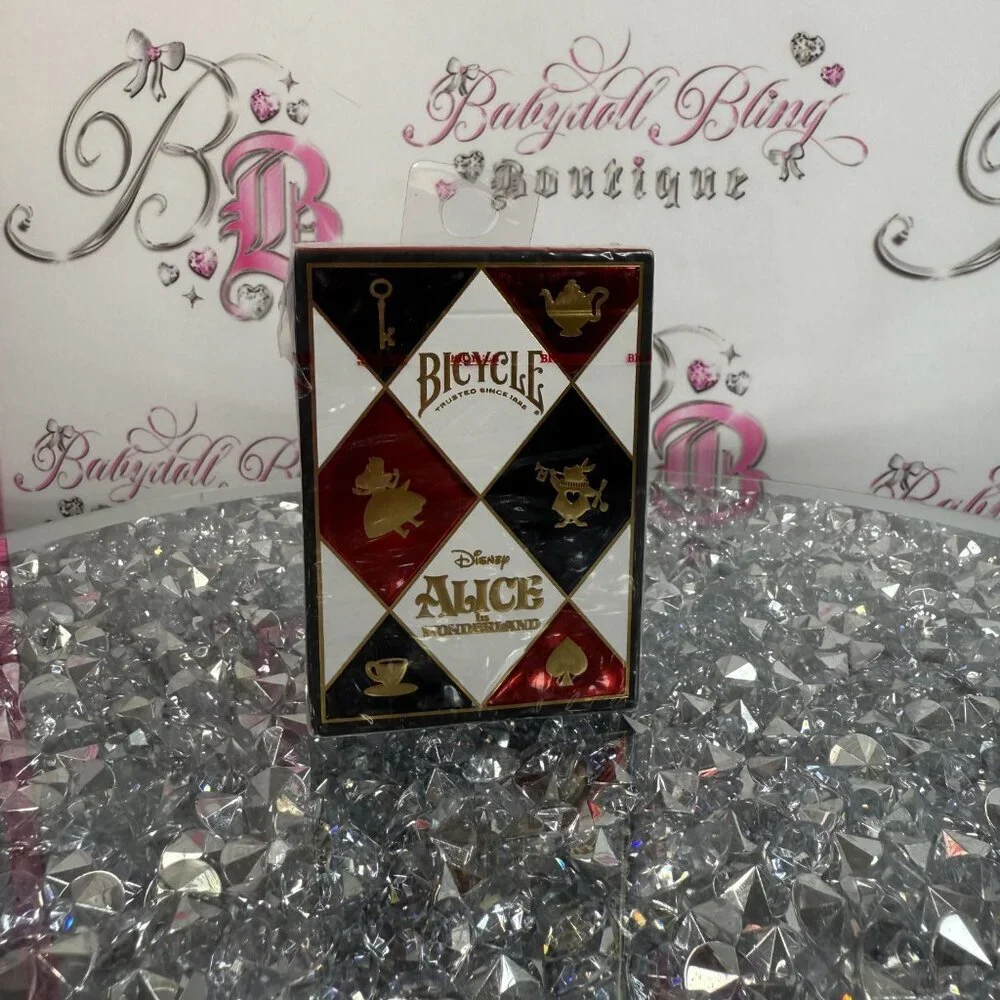 disney bicycle collectible cards alice in wonderland shiny red white black gold